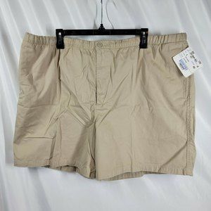 NEW Lands End Men's XL Desert Khaki Elastic Waist Shorts w/ Pockets Zipper